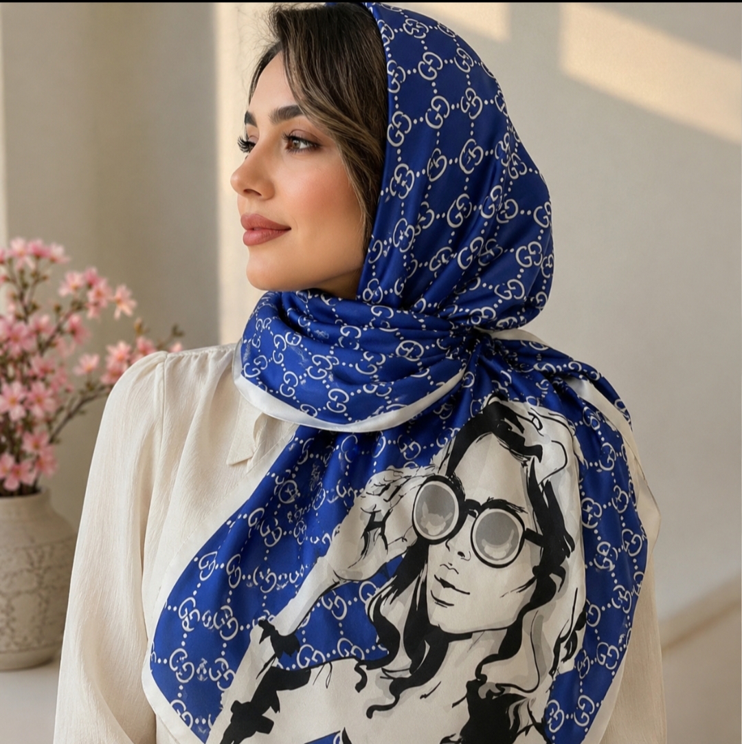 شال نخی زنانه طرح چهره هنری  | شال نخی سبک و شیک ۱۸۰×۷۰